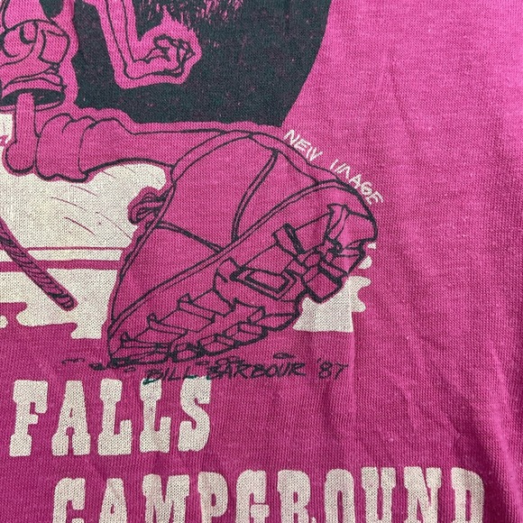 Vintage Linville Falls North Carolina Shirt 80s Campground Single Stitch Barbour - Picture 4 of 9